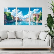 VERANO EN VENECIA SET DE 3 CUADROS DECORATIVOS