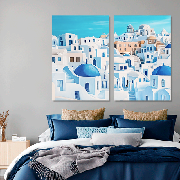 AZUL SANTORINI SET DE 2 CUADROS DECORATIVOS