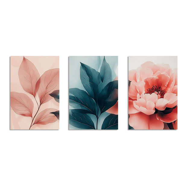 ARMONÍA FLORAL SET DE 3 CUADROS DECORATIVOS