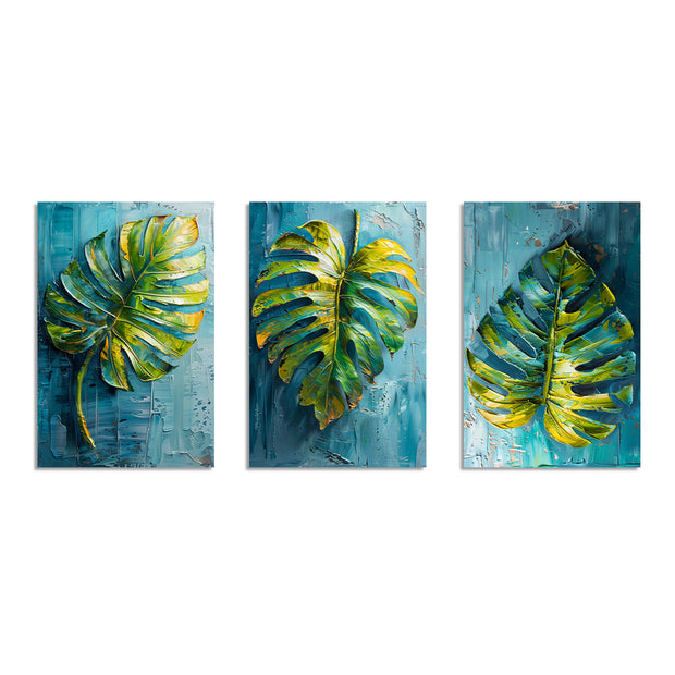 VERDE TROPICAL SET DE 3 CUADROS DECORATIVOS