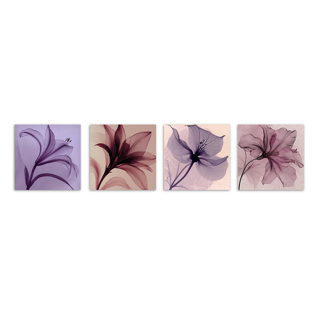 VELOS DE FLORA SET DE 4 CUADROS DECORATIVOS