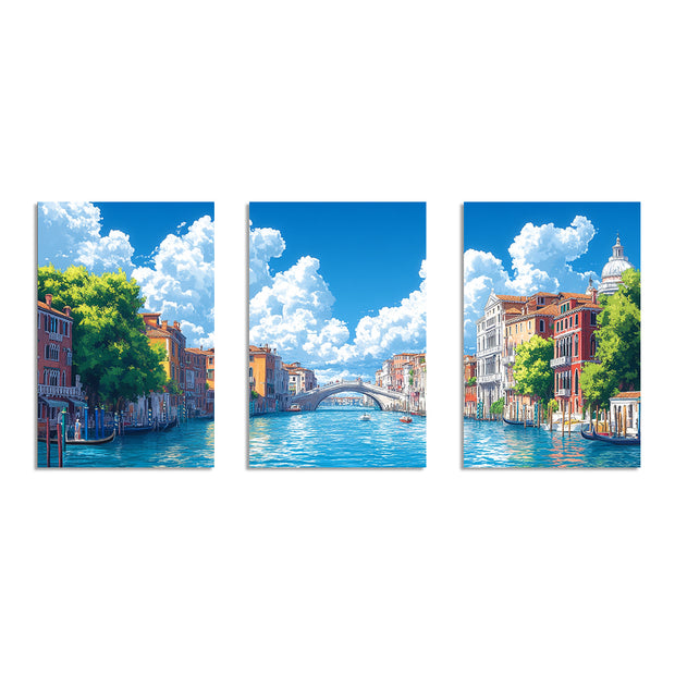 VERANO EN VENECIA SET DE 3 CUADROS DECORATIVOS